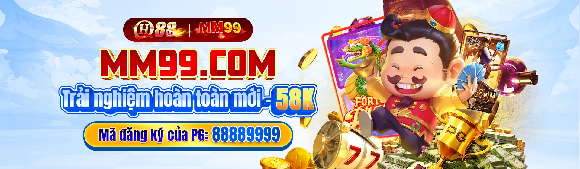 Banner khuyến mãi hấp dẫn với biểu tượng tiền vàng và logo Gamvip G88