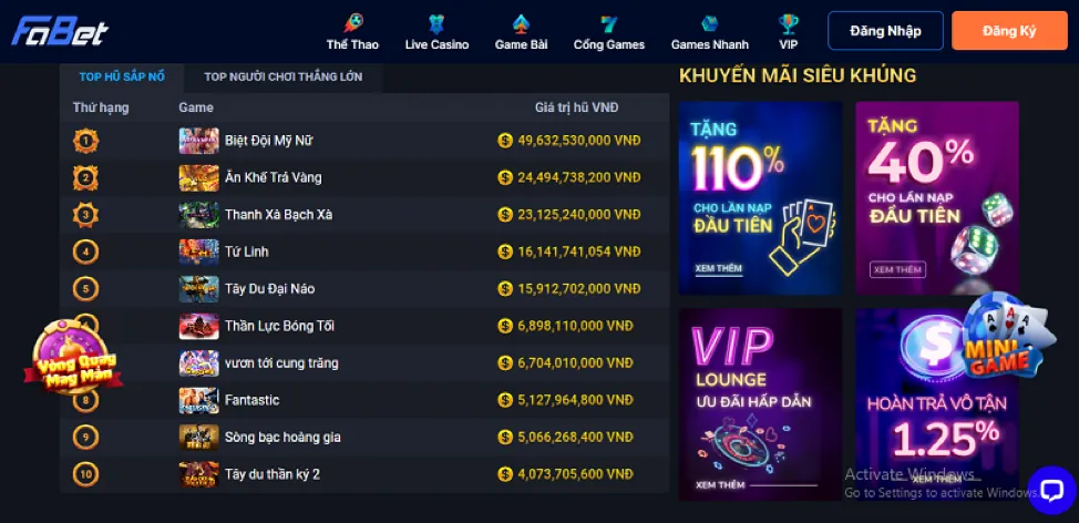 Tỷ lệ thắng cao và Jackpot khủng Gamvip G88